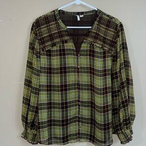 Cato Est 1946 green plaid blouse size XL